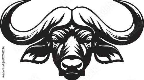 african buffalo head silhouette vector flat illustration design