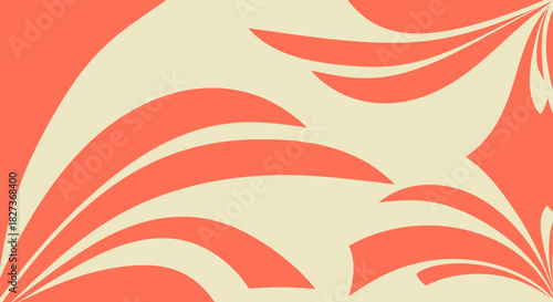 Retro style abstract background with flowing coral shapes and curves.