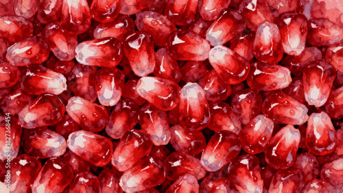 Water Kissed Red pomegranate seeds background isolated watercolor vector illustration svg