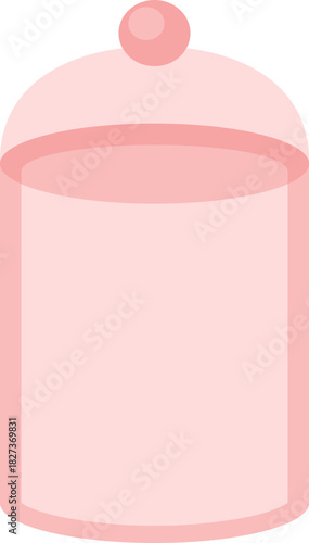 Opened Pink Glass Jar with Lid Illustration
