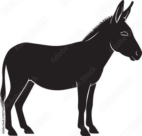 donkey side view silhouette vector flat illustration design