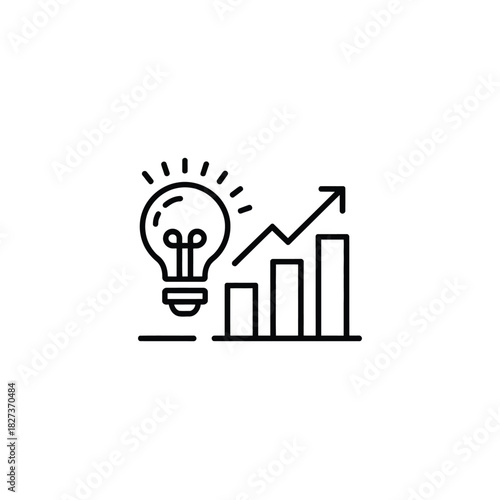 Conceptual icon illustrating business success strategy growth market analysis using new bright idea and statistical data visualization
