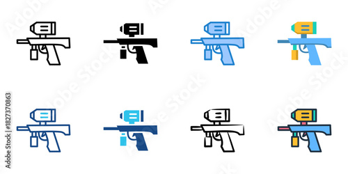 Paintball Gun icon set multiple style vector collection 

