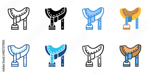 Horse Saddle icon set multiple style vector collection 
