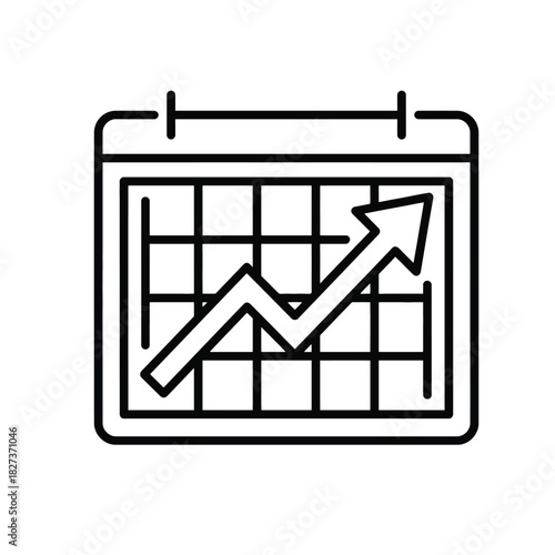 Business growth and progress calendar icon with an upward arrow