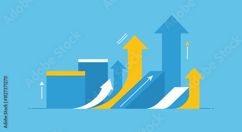 Business growth and financial success visualized with arrows.