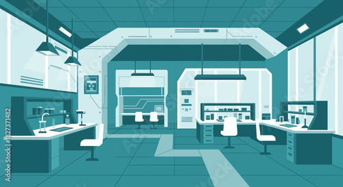 Futuristic Laboratory Interior with Advanced Technology and Equipment.
