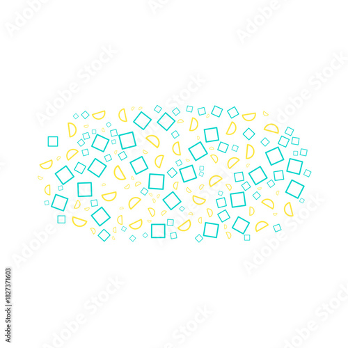 Memphis style illustration with bold geometric shapes and vibrant colors
