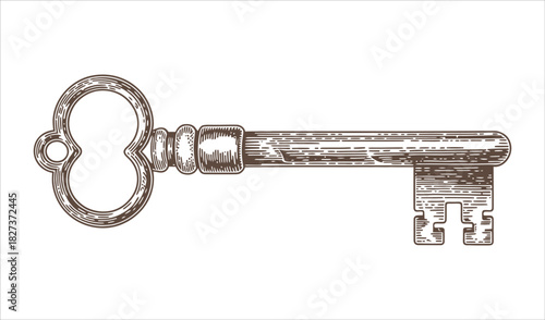 Ornate Vintage Skeleton Key Vector Illustration - Detailed Antique Lock Opener