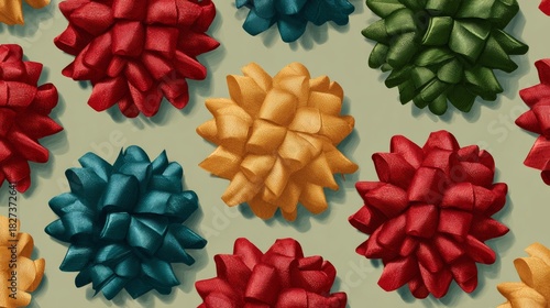 Playful Christmas Ribbon Bows Seamless Pattern for background