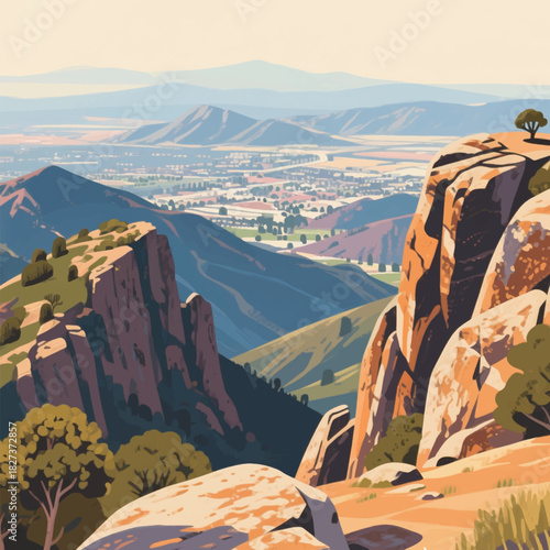 The Beauty of Mountain Views Illustrator Artwork Banner Background Design Template 