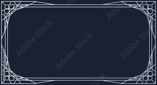 Elegant Art Deco Frame on Dark Blue Background.