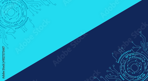 Abstract Technology Background with Circuit Board Design in Blue Tones.