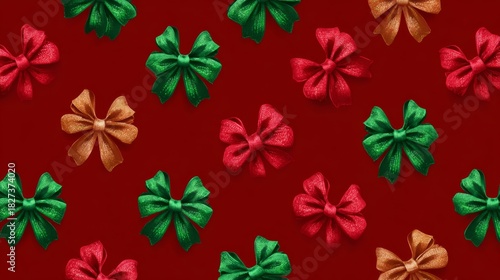 Playful Christmas Ribbon Bows Seamless Pattern for background