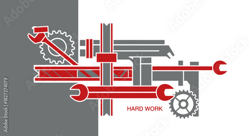 Industrial Tools and Machinery Graphic for Hard Work.