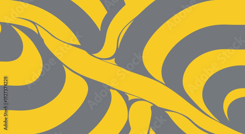 Abstract Yellow and Gray Swirls Intertwined Pattern.
