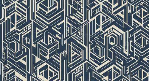 Geometric Abstract Art Deco Design with Lines and Shapes.
