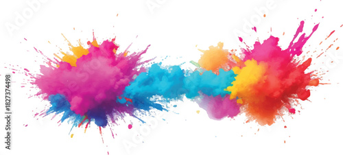 Colorful powder explosion vibrant Holi festival splash abstract design element for creative projects