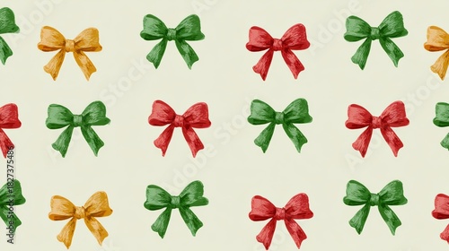 Playful Christmas Ribbon Bows Seamless Pattern for background