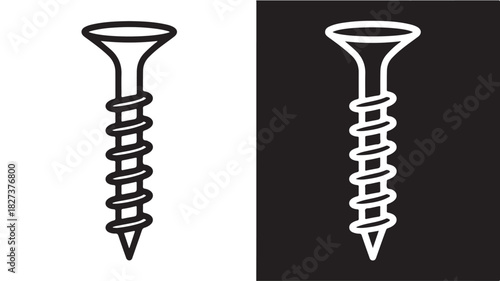 Screw icon vector illustration simple flat design element isolated on white and black background