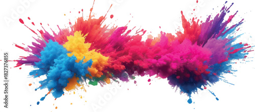 Colorful powder explosion vibrant splash of colors perfect for Holi festival designs and creative backgrounds