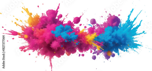 Colorful powder explosion vibrant Holi festival splash abstract background for graphic design and creative projects