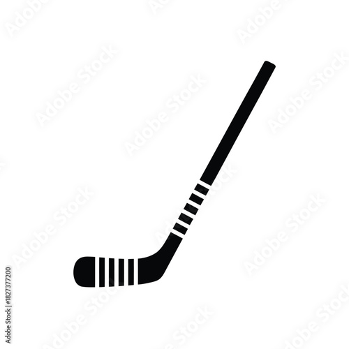 Black silhouette of a hockey stick on a white background