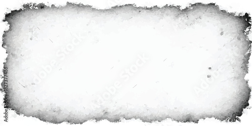 Grunge paper frame with rough edges distressed texture for graphic design isolated on white background