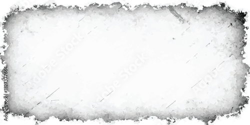 Distressed grunge frame with rough edges black and white vector border perfect for adding texture to photos and designs