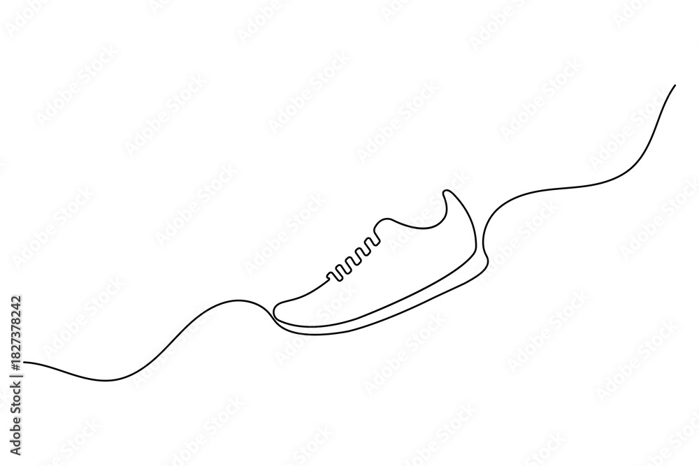 Obraz premium Continuous one line art drawing of a minimalist running shoe or sneaker design concept