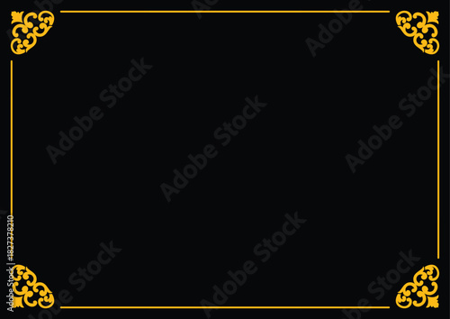 Elegant ornament Golden Frame on Black A Classic Design for Invitations and Announcements