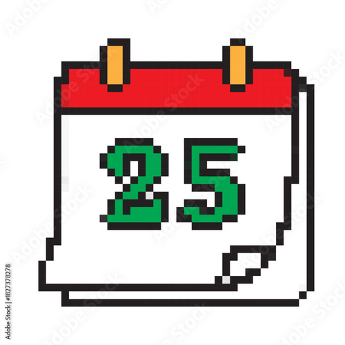 Christmas calendar pixel icon, vector illustration
