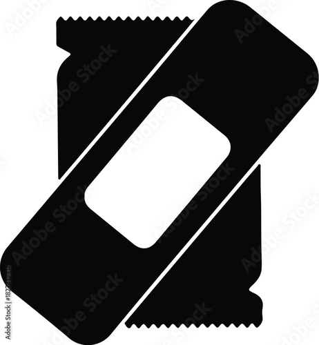 Illustration adhesive bandage with wrapper first aid silhouette vector