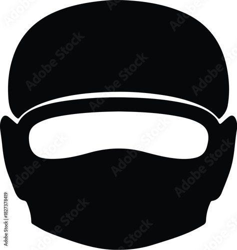 Illustration bearded ninja character head wearing mask in silhouette vector