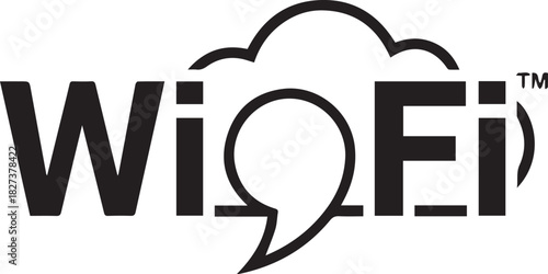 WiFi Logo with Cloud and Speech Bubble Element