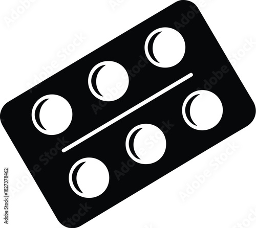 Illustration blister pack of pills medication silhouette vector