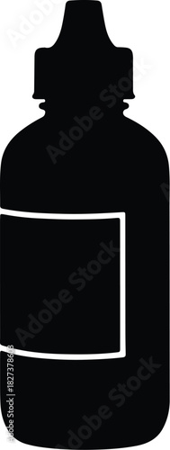 Illustration Medical bottle silhouette with label for liquid medicine vector