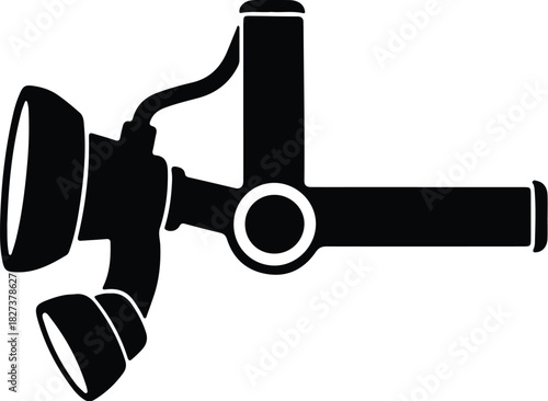 Illustration of a caving headlamp in black and white silhouette vector