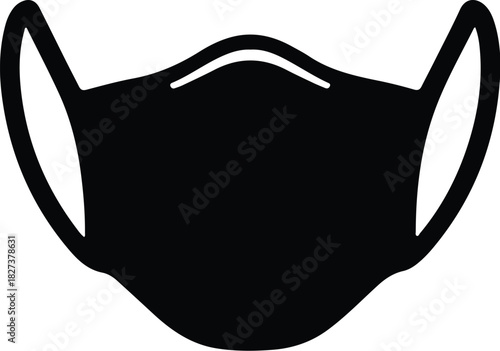 Illustration of a protective face mask black silhouette vector