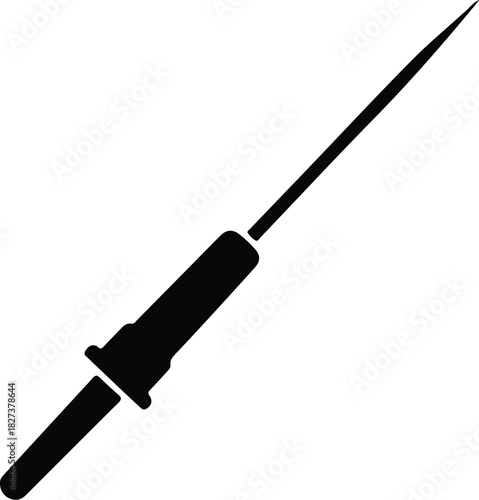 Illustration of a surgical needle holder black and white silhouette vector