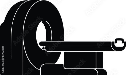 Illustration medical cat scanner machine simple diagnostic silhouette vector