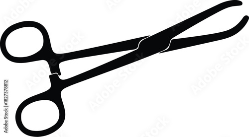 Illustration surgical clamp hemostat equipment medical instrument black silhouette vector