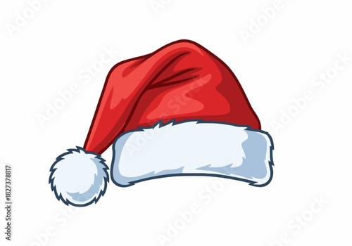 Classic santa claus hat vector illustration seasonal holiday costume accessory graphic element design asset
