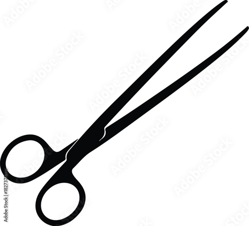 Illustration surgical scissors operating medical tool silhouette vector