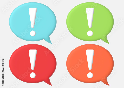 3D illustration icon warning signs alert danger attention hazard exclamation caution graphic urgent safety symbol element design