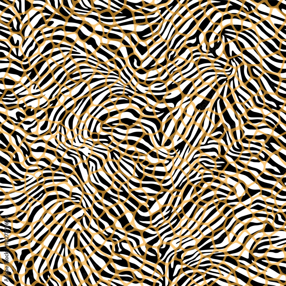 Obraz premium Elegant gold texture tiger, zebra. Creative luxury golden design backdrop.