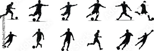 Basketball player silhouettes in various poses on white background
