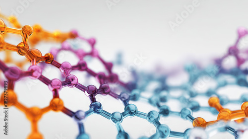 Colorful abstract cell structure background with interlocking orange purple blue shapes