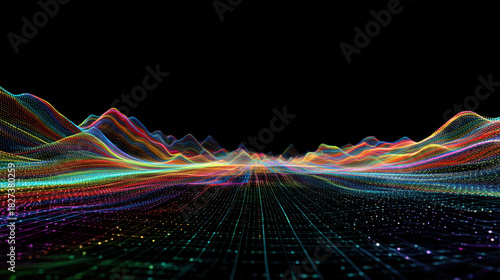 Colorful digital flow lines, abstract background, glowing wave, futuristic, technology, energy
