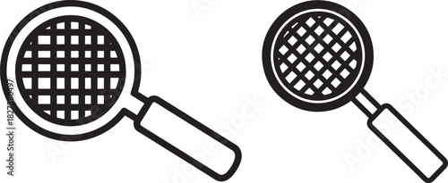 Two tennis rackets in silhouette style